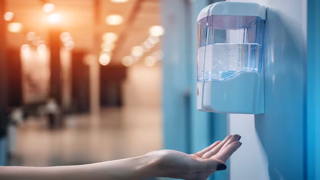 Medical sanitizer being used